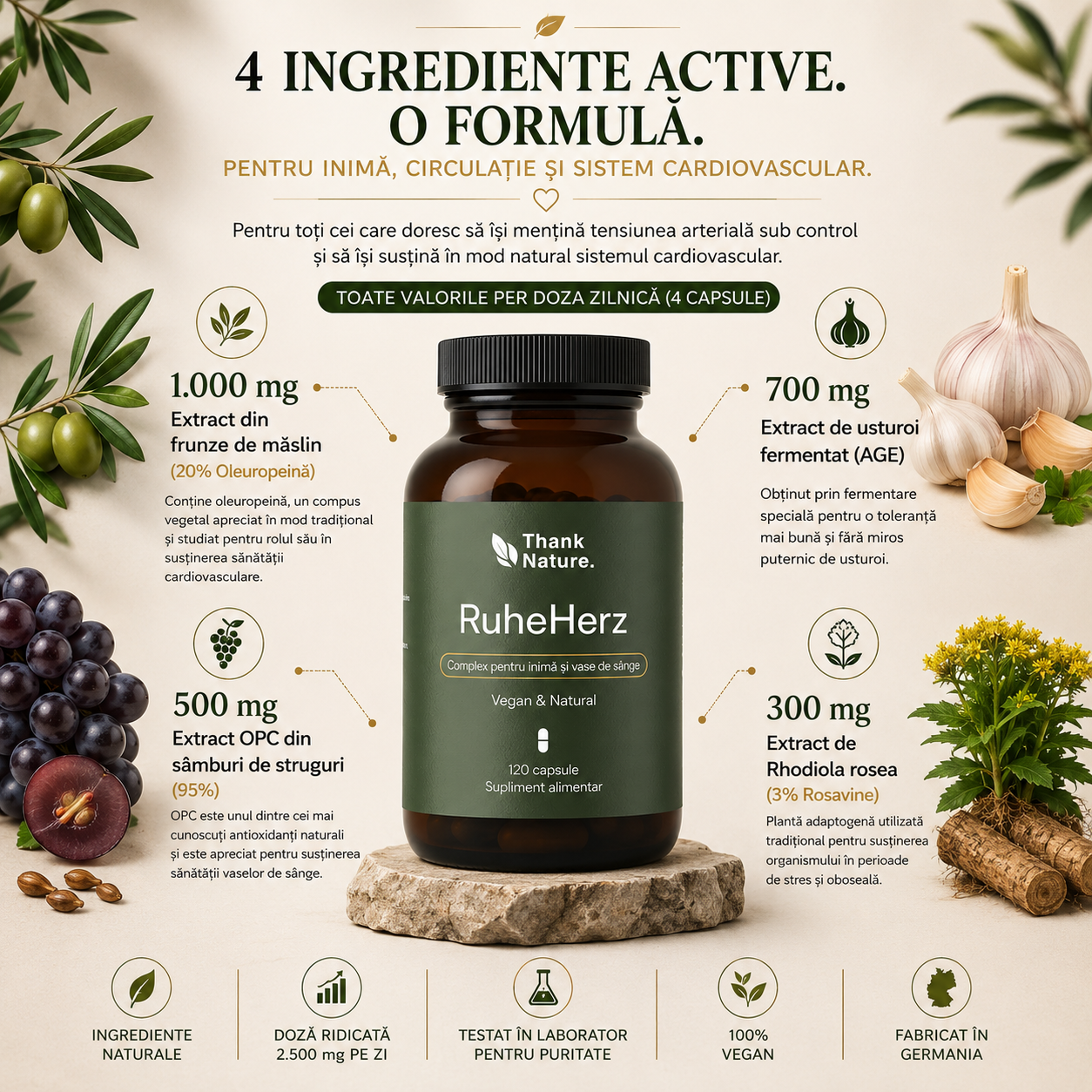 RuheHerz – complex natural cu 4 plante active pentru inimă